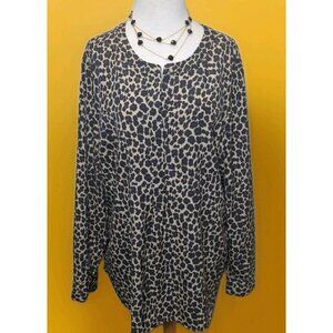 Talbots Women's Top XL Leopard Print Animal Goth Office Cocktail Classy Casual‎